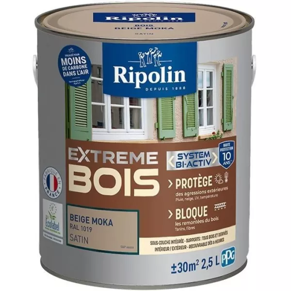 Peinture Extreme bois - Beige moka RAL 1019 satin - RIPOLIN - 2,5 L