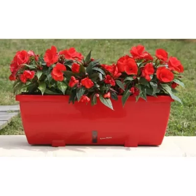 Bac a fleurs RIVIERA EVA - Lot 2 jardinieres - Plastique - 57 cm - Rou