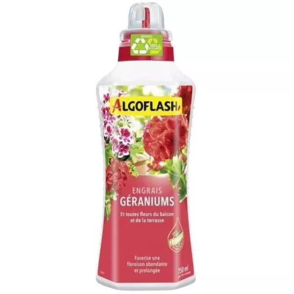 Engrais Géraniums et Toutes Fleurs de Balcon - ALGOFLASH NATURASOL - 750 mL