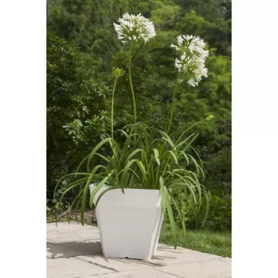 Bac a fleurs carré RIVIERA SOLEILLA - Plastique - 40x40 cm - Blanc