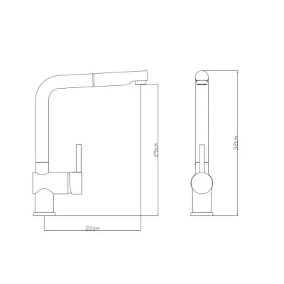 Rousseau Matstouko kitchen mixer - with shower - stainless steel gray