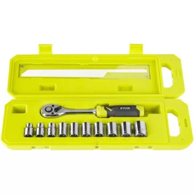 RYOBI - Coffret 1 clé 90 dents, 8 douilles (de 8 a 15 mm) & adaptateu