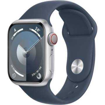 Apple Watch Series 9 GPS - 41mm - Boîtier Silver Aluminium - Bracelet Storm Blue Sport Band - S/MWATCHS941SIL43pribey