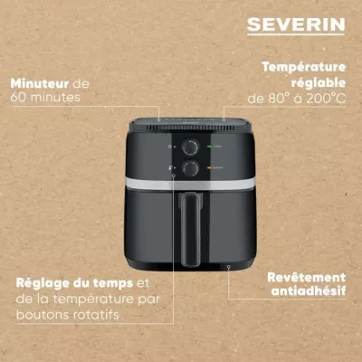 Friteuse sans huile - SEVERIN FR2452 - 5L - Temps et Thermostat régla