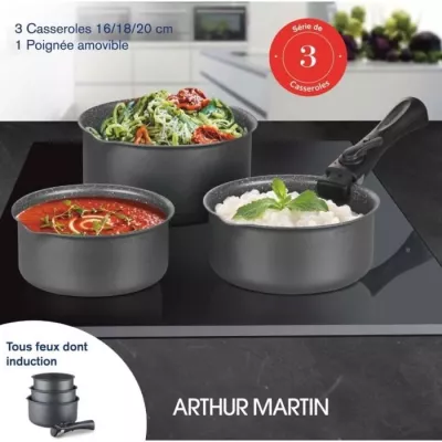 Ensemble de 3 casseroles Arthur Martin 16-18-20cm