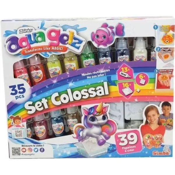 Simba - Aqua Gelz - Kids creative kit - 3D figurines creation - Colossal set - Gel tubes - 8 years old