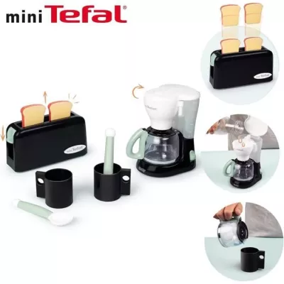 Smoby - Tefal Petit Déjeuner - Grille pain + cafetiere + tasses et cu