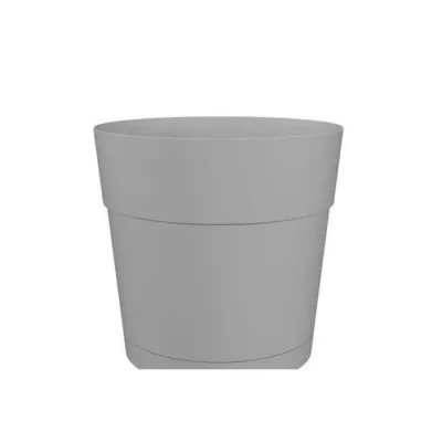 Pot à fleurs rond CAPRI LARGE - Réservoir d'eau - diamètre 40cm - Gris clair