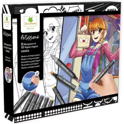 Coffret créatif manga fille - Sycomore - 10 papiers layout imprimés