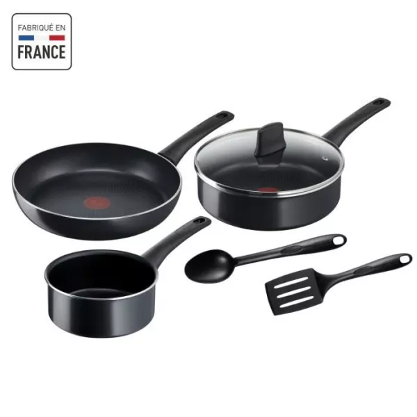 TEFAL Generous Cook Batterie de cuisine 6 p, Casserole, Poele, Sauteuse + couv, Induction, Antiadhésif, Fabriqué en France C27