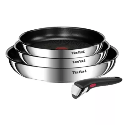 TEFAL INGENIO Emotion 3 poeles 22/24/28 cm + poignée amovible, Inox,