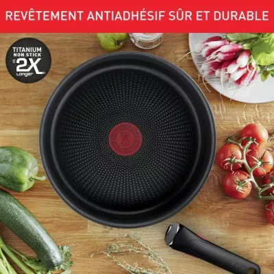 TEFAL INGENIO Emotion 3 poeles 22/24/28 cm + poignée amovible, Inox,