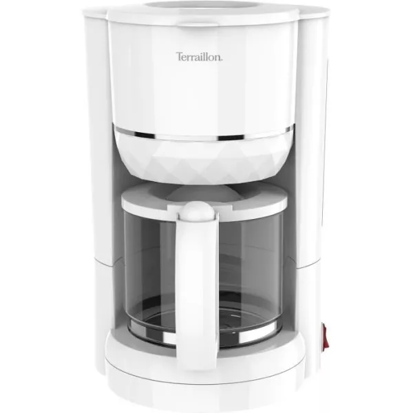 Filter Cafetiere – TERRAILLON - 15353 DIAMANT White - 1.25L - 980W - Glass pourer - Warm maintenance