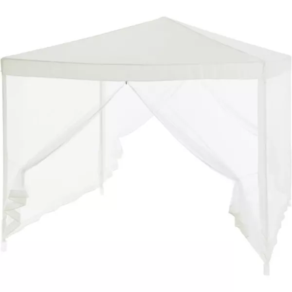 Tonnelle de jardin avec 4 moustiquaires - 3x3m - Acier et polyester 140 g - Blanc