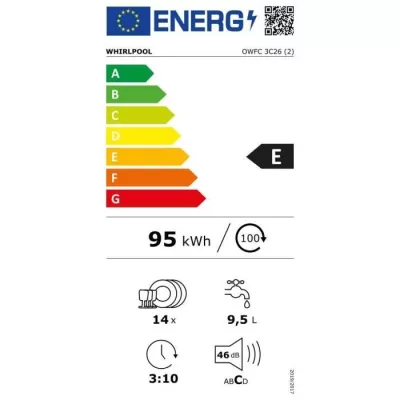 Lave-vaisselle pose libre WHIRLPOOL OWFC3C26 - 14 couverts - Induction