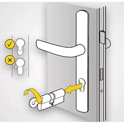 YALE Half Cylinder Lock For Garage Door - 5 Pins - 3 Keys - 30 x 10 mm