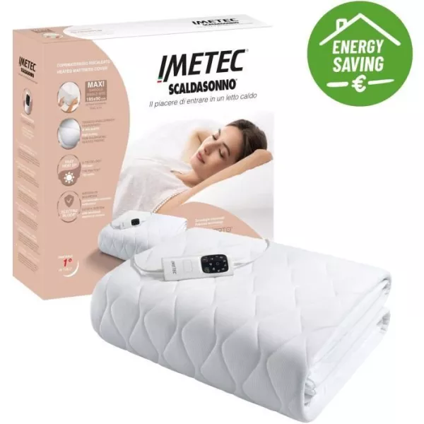 Surmatelas Chauffant - Imetec - 1 Place Adapto Maxi 195x90 cm - 6 Températures - Tissu Hypoallergénique - Température Constan