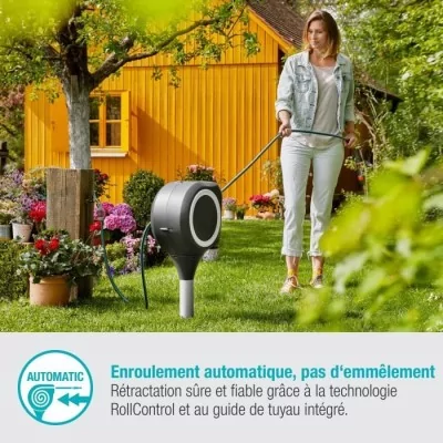 Dévidoir automatique GARDENA RollUp S 15m - Kit complet et compact