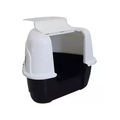 Bac à litière XL Maison de Toilette - Mpets - Noir & Blanc