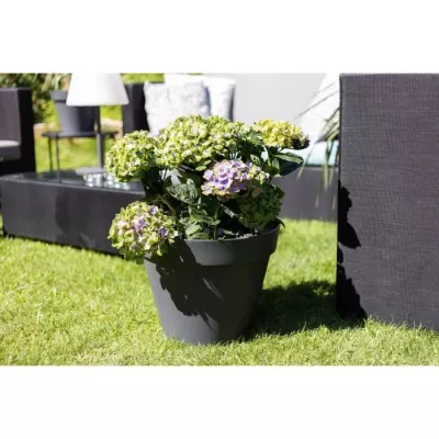 Pot de fleur rond Toscane - Ø 40 x H 32 cm - Gris anthracite