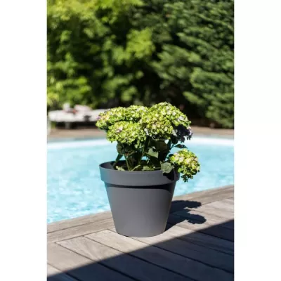 Pot de fleur rond Toscane - Ø 40 x H 32 cm - Gris anthracite