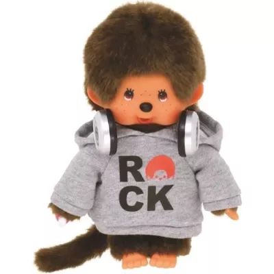 Peluche Monchhichi Bandai - Rock - 20 cm - Marron - Jaune - 3 ans et p