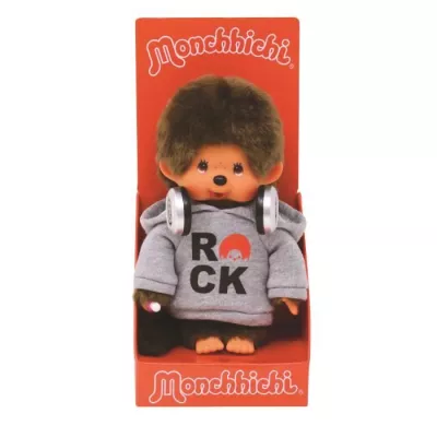 Peluche Monchhichi Bandai - Rock - 20 cm - Marron - Jaune - 3 ans et p