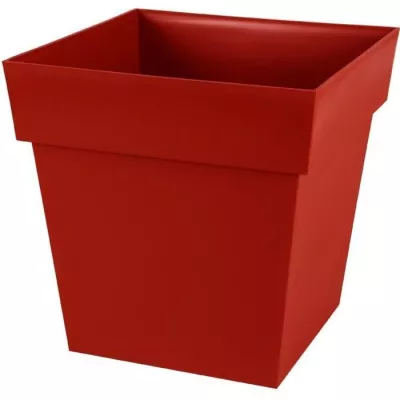 Pot de fleur carré Toscane - Rouge rubis - 38 L - Made in France