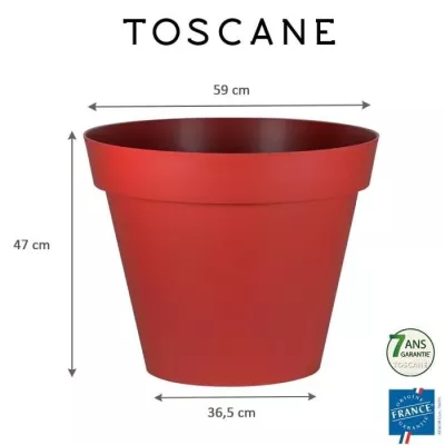 Pot de fleur rond Toscane - EDA - Ø 60 x H 47 cm - Rouge rubis