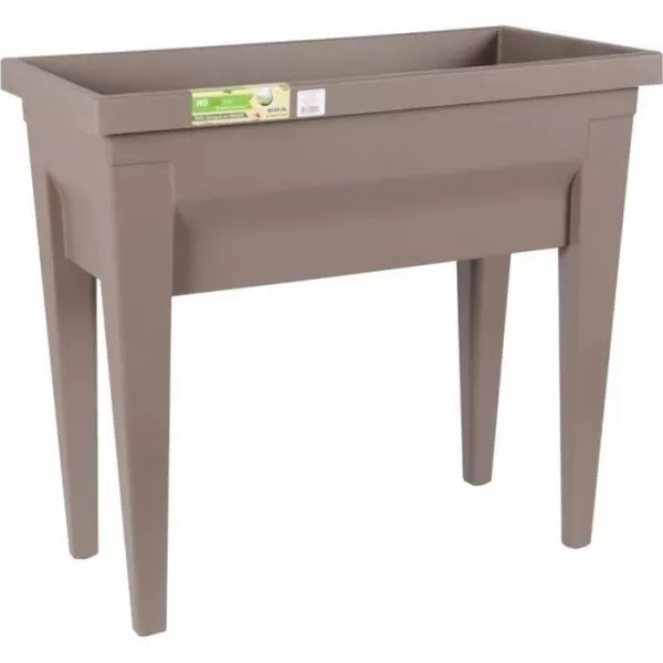 EDA Espace potager avec table City Veg&Table - 76 x 38,5 x H 68 cm - 57 L - Taupe