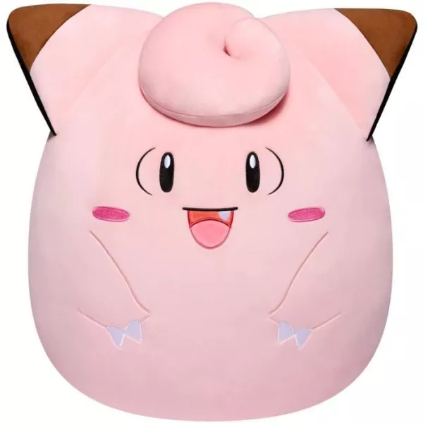 Peluche - BANDAI - Pokémon - Squishmallows 50 cm - Mélofée (Clefairy) - Grande peluche ultra-douce - Licence officielle Poké