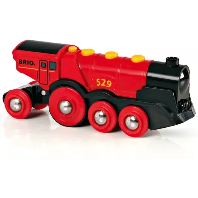 Locomotive Rouge Puissante a piles BRIO - Circuit de train en bois - R