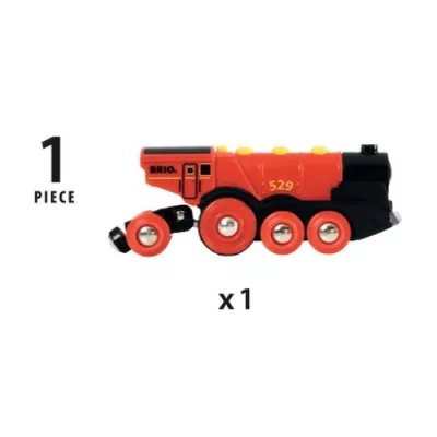 Locomotive Rouge Puissante a piles BRIO - Circuit de train en bois - R