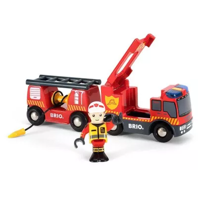 BRIO World - 33811 - Fire Truck Sound And Light - Wooden Toy