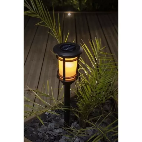 Lanterne solaire effet flamme naturelle - GALIX - 33 LED vacillantes - ABS thermoformé - 64/53 x 13,4 cm