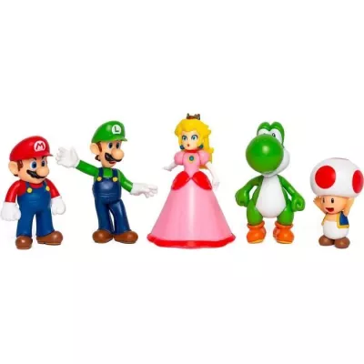 JAKKS PACIFIC - Pack of 5 Figures - Super Mario Bros: Mario and his Fr