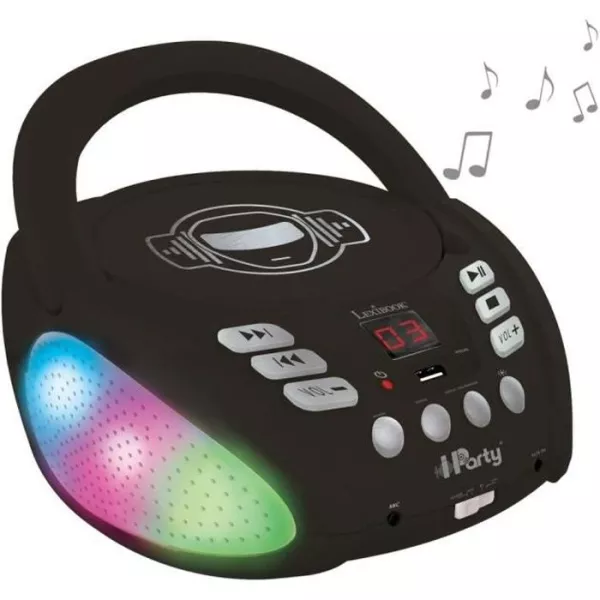 Lecteur CD Bluetooth LEXIBOOK iParty avec Effets Lumineux et USB - Pour Enfant - Noir