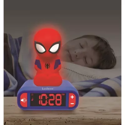 SPIDER-MAN - Réveil digital avec veilleuse lumineuse en 3D et effets