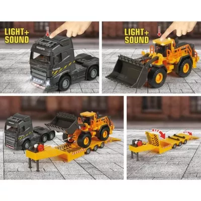 Majorette - Carrier truck + Volvo charger - 35cm - Sound and Lumi