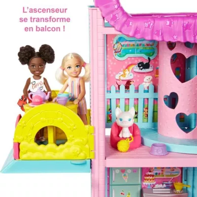 Barbie-La Maison de Chelsea, 50 cm, animaux et + de 15 accessoires H