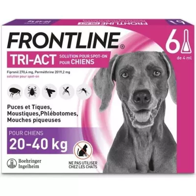 Traitement antiparasitaire pour chiens de 20 à 40 kg - 6 pipettes