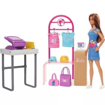 Barbie-Coffret Boutique Créations, avec poupée et accessoires de mod