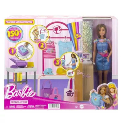 Barbie-Coffret Boutique Créations, avec poupée et accessoires de mod