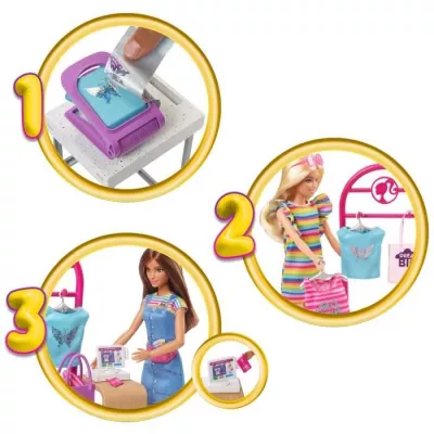 Barbie-Coffret Boutique Créations, avec poupée et accessoires de mod