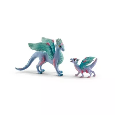 Coffret de Jouets Figurine Dragon Fleuri Avec son Petit - Figurines Ma