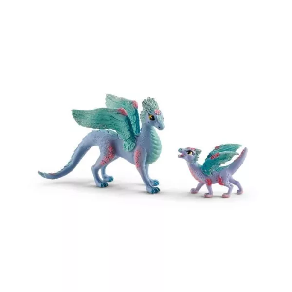 Coffret de Jouets Figurine Dragon Fleuri Avec son Petit - Figurines Maman Ailée Fleurie et Bébé Dragon, figurines d'Action po