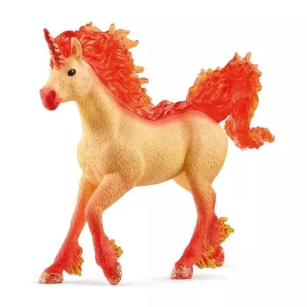 Figurine Étalon Licorne de Feu Elementa - Figurine Cheval schleich a la Criniere et Queue Transparentes - Pour Garçons et Fill