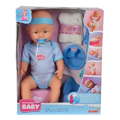 NEW BORN BABY Blue Baby Doll 43cm Drinks Pee