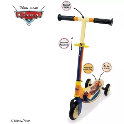 Cars 3-wheel foldable wooden scooter