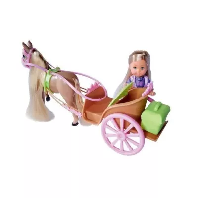 Caleche et cheval pour poupée STEFFI LOVE Evi - SILVERTORN - 12cm - A